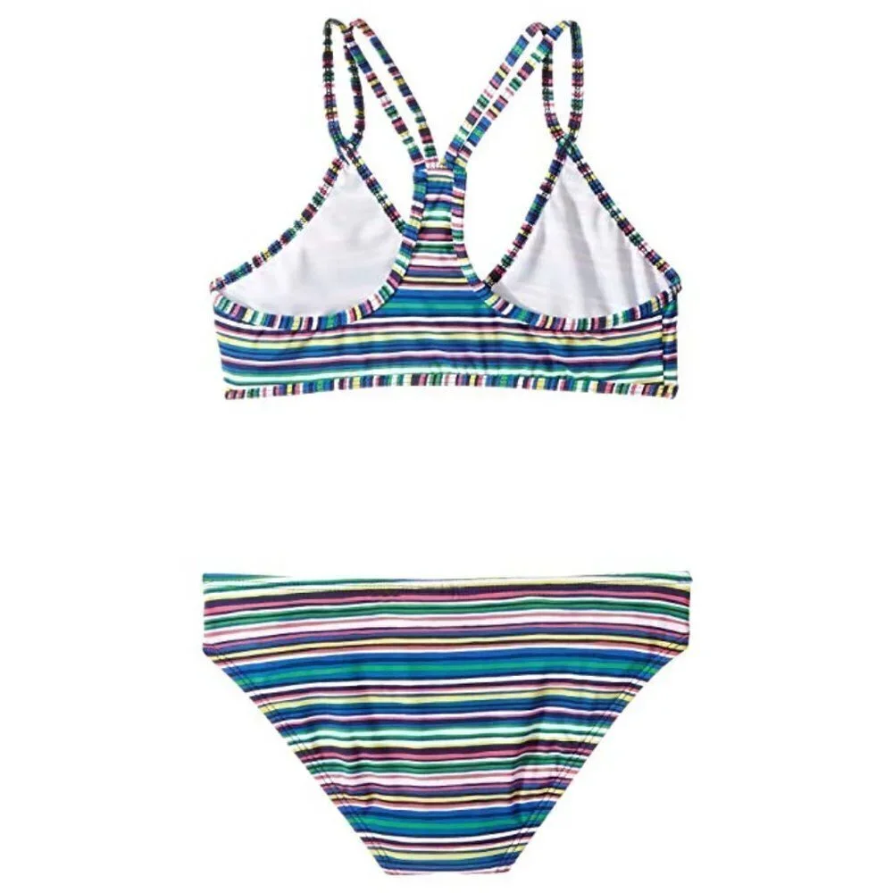 Printed Sport Bra Set Big Kids Multi Color Stripe Size 7 Ella Moss Swim Bikini